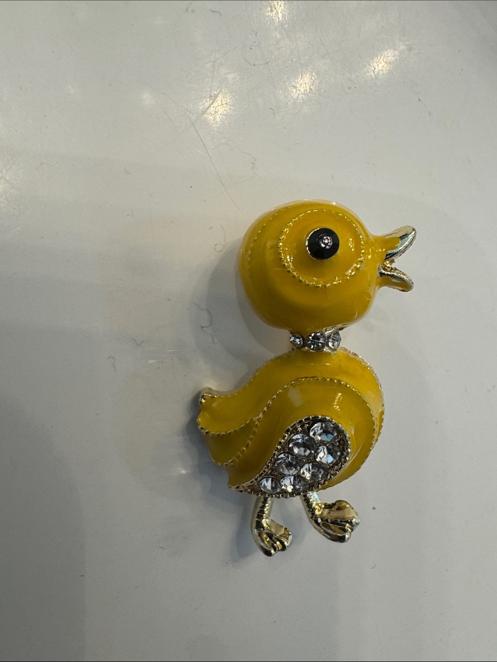 Yellow Crystal Accent Bird Brooch - Stylish Pet Bird Jewelry
